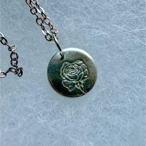 Peony Pendant Silver Necklace